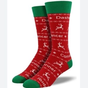 Socksmith Men's Christmas Reindeer Socks Fits Sock Size 10-13 - New With Tags